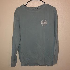 PINK Turquoise crew neck sweatshirt